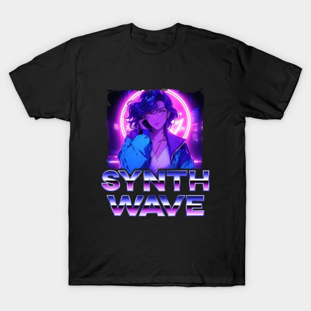 Synthwave Music Album Cover - Anime Shirt T-Shirt by KAIGAME Art